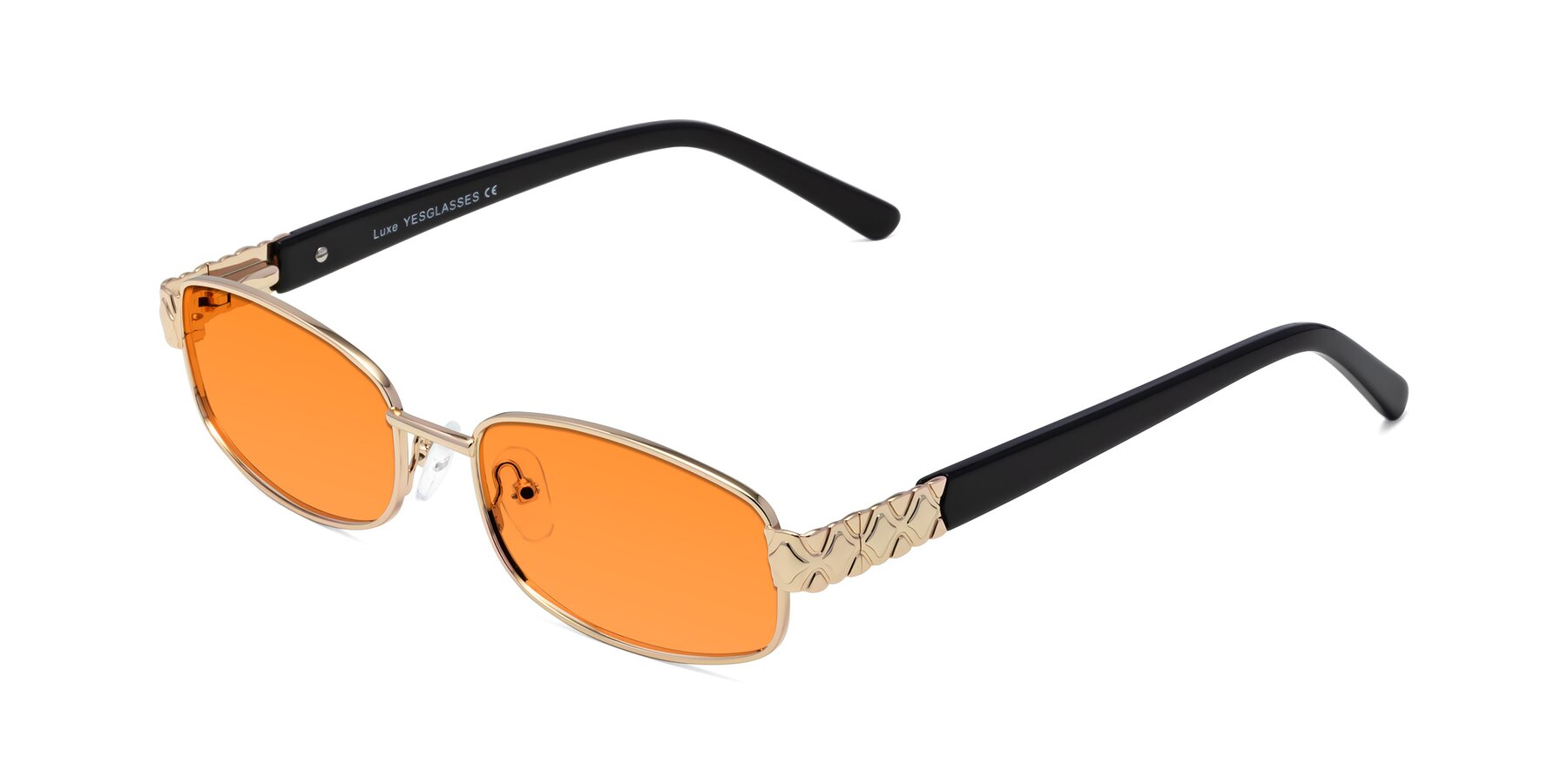 Angle of Luxe in Rose Gold with Orange Tinted Lenses