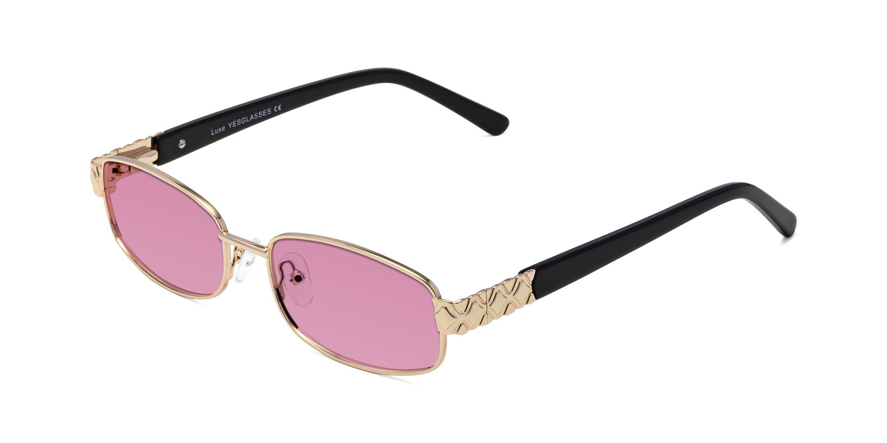 Angle of Luxe in Rose Gold with Medium Wine Tinted Lenses