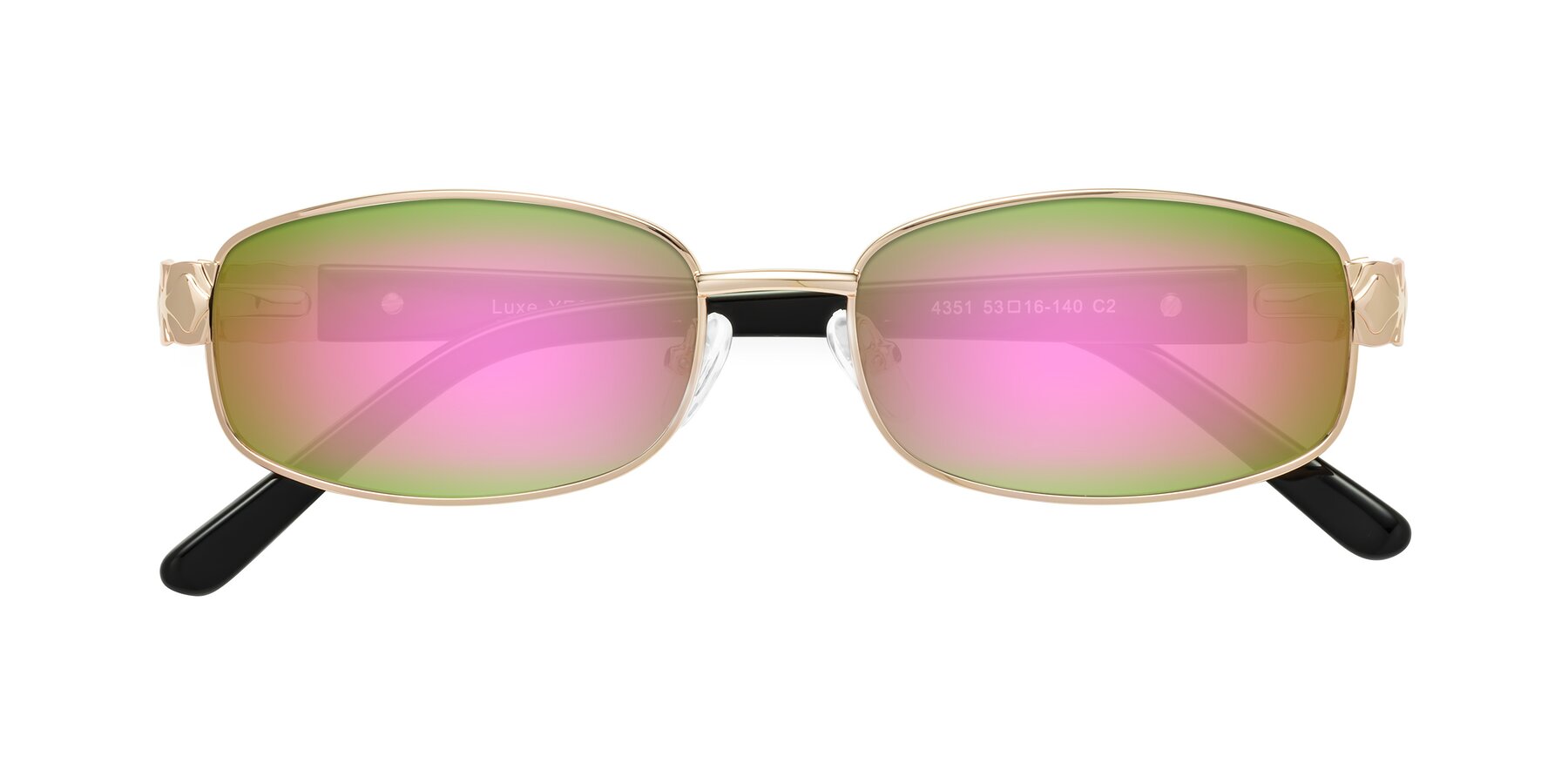 Folded Front of Luxe in Rose Gold with Pink Mirrored Lenses