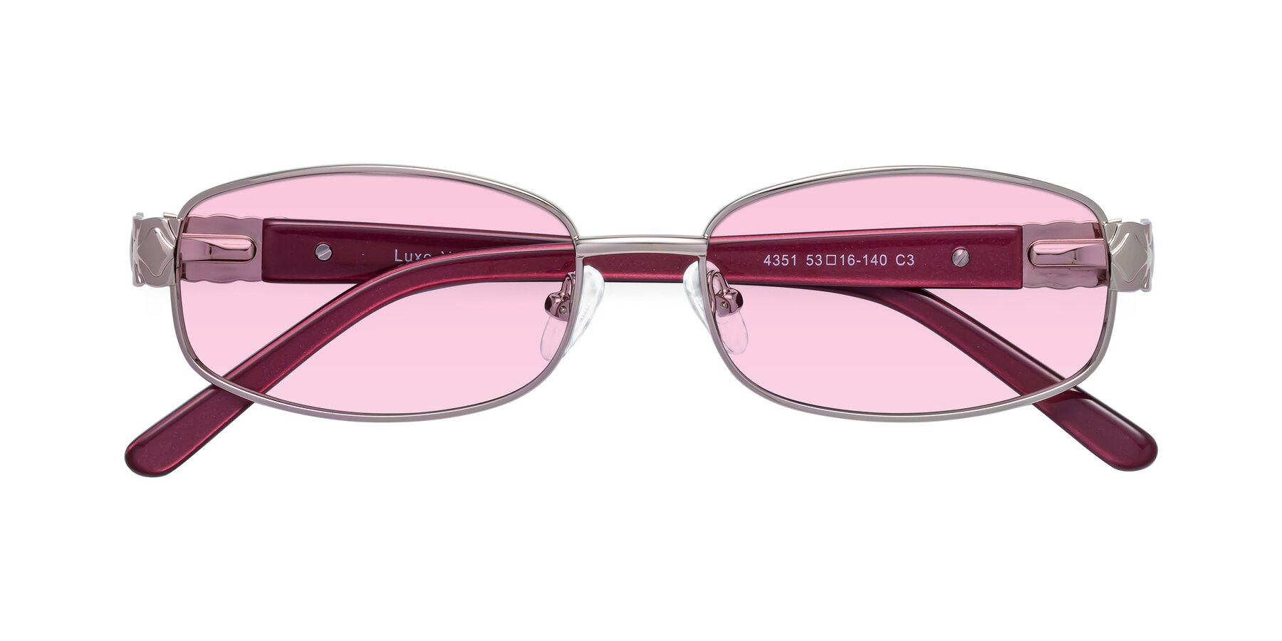 Folded Front of Luxe in Light Pink with Light Pink Tinted Lenses