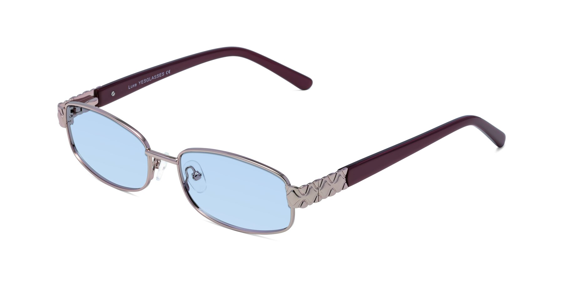 Angle of Luxe in Light Pink with Light Blue Tinted Lenses