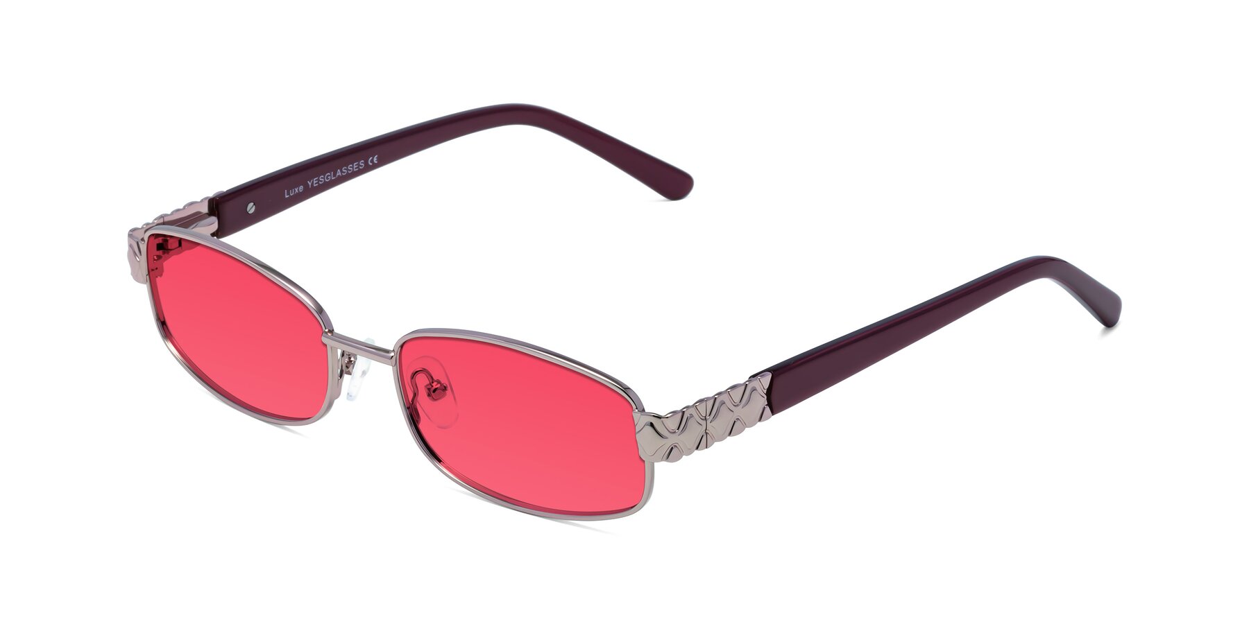 Angle of Luxe in Light Pink with Red Tinted Lenses
