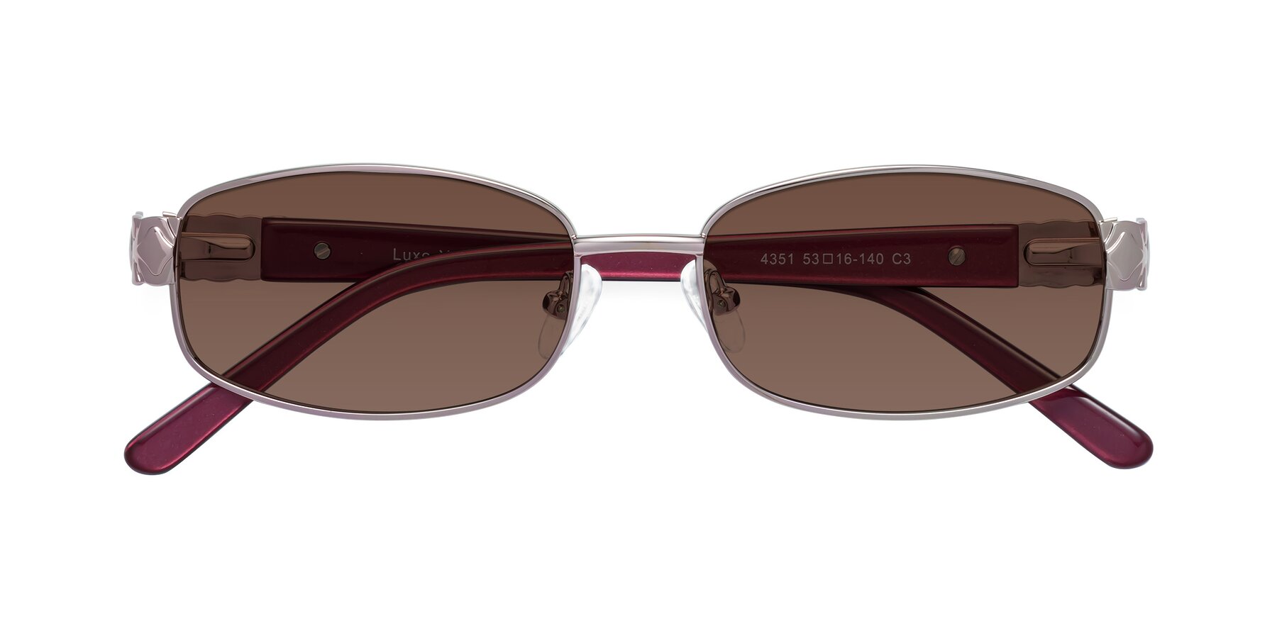 Folded Front of Luxe in Light Pink with Brown Tinted Lenses