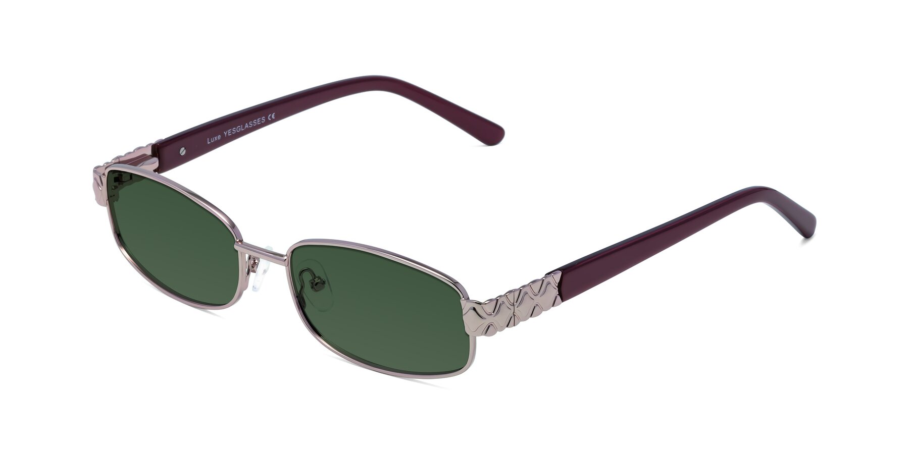 Angle of Luxe in Light Pink with Green Tinted Lenses