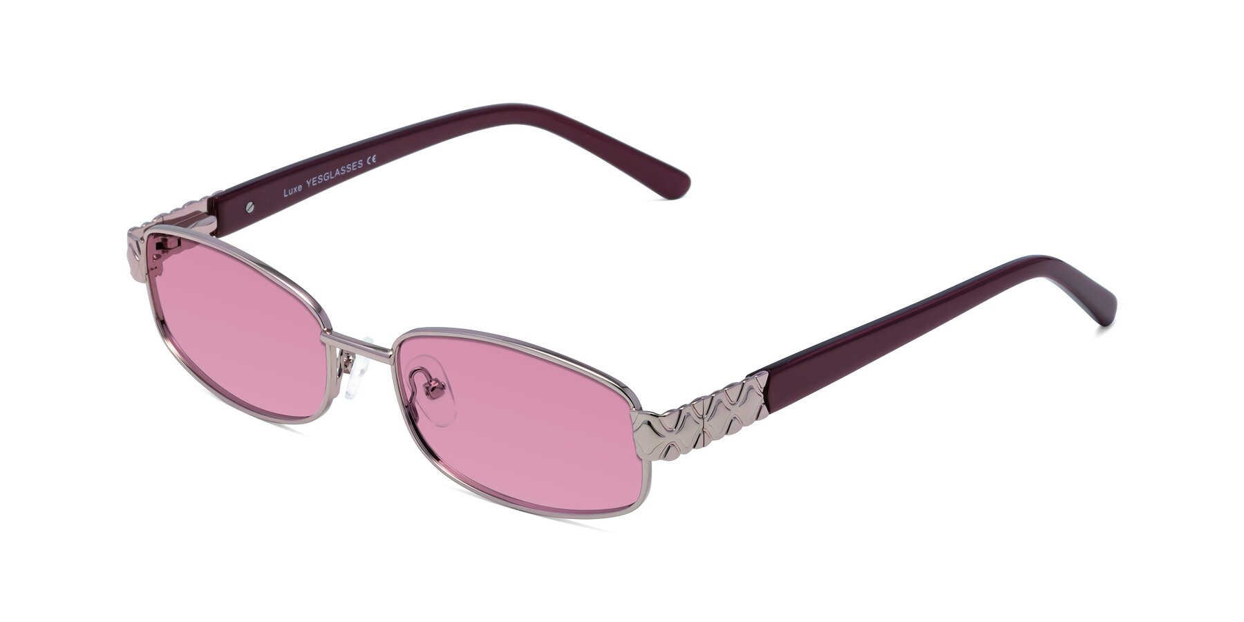 Angle of Luxe in Light Pink with Medium Wine Tinted Lenses