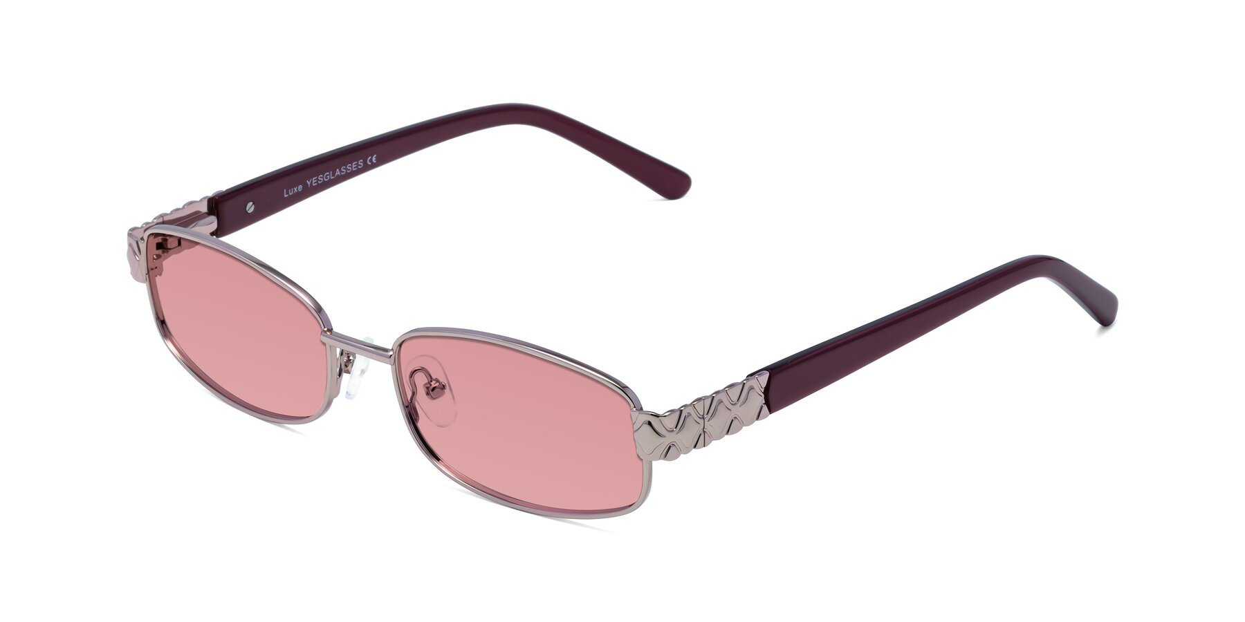 Angle of Luxe in Light Pink with Medium Garnet Tinted Lenses