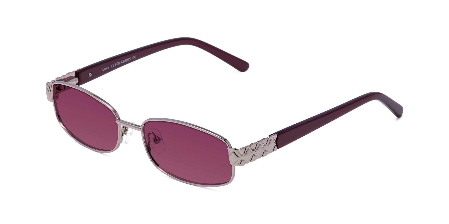 Angle of Luxe in Light Pink with Wine Tinted Lenses