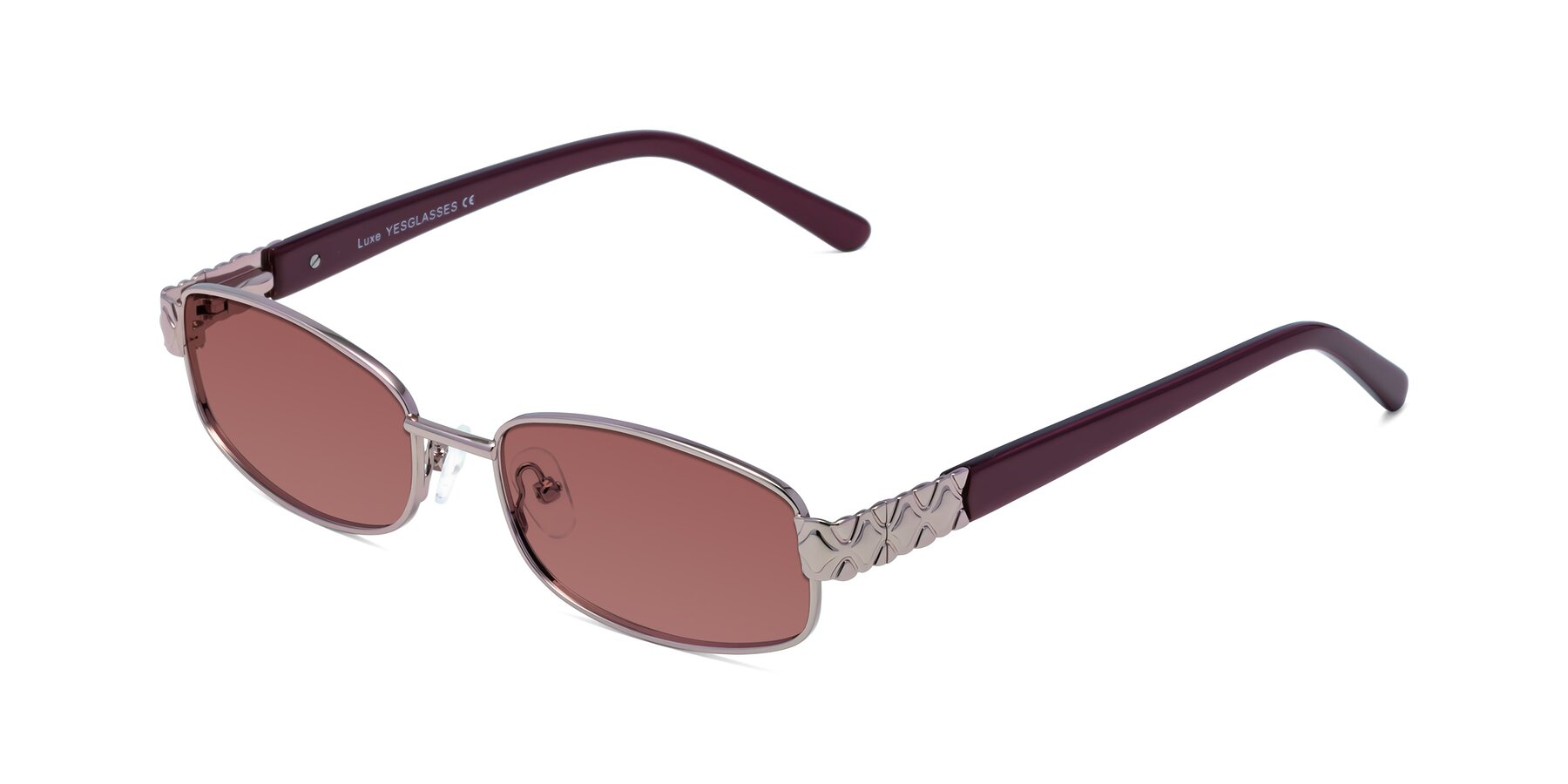 Angle of Luxe in Light Pink with Garnet Tinted Lenses