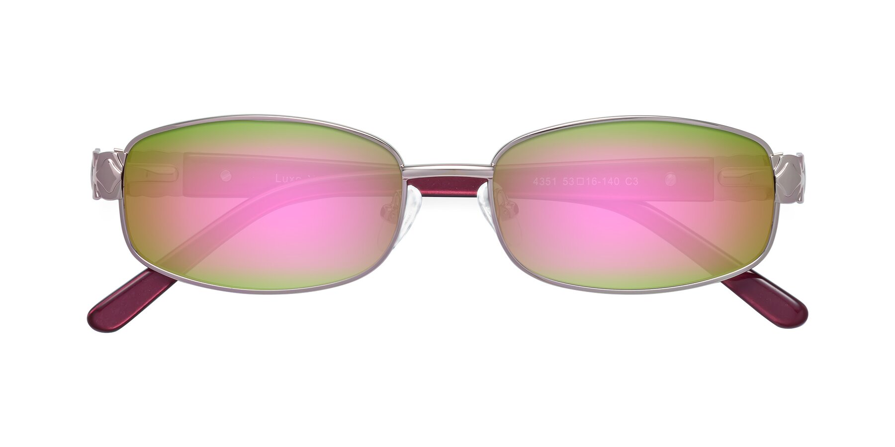 Folded Front of Luxe in Light Pink with Pink Mirrored Lenses