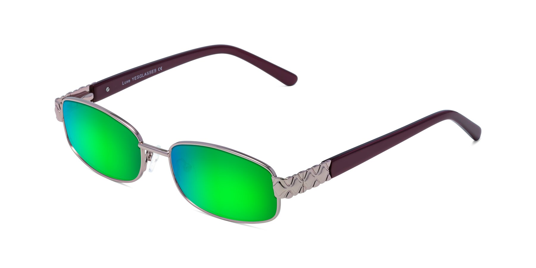 Angle of Luxe in Light Pink with Green Mirrored Lenses