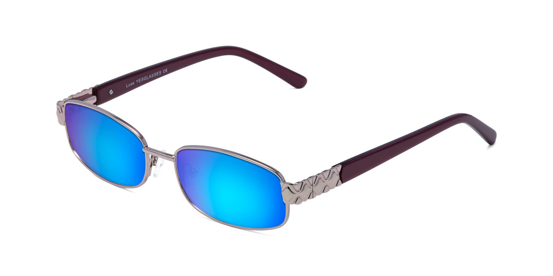 Angle of Luxe in Light Pink with Blue Mirrored Lenses