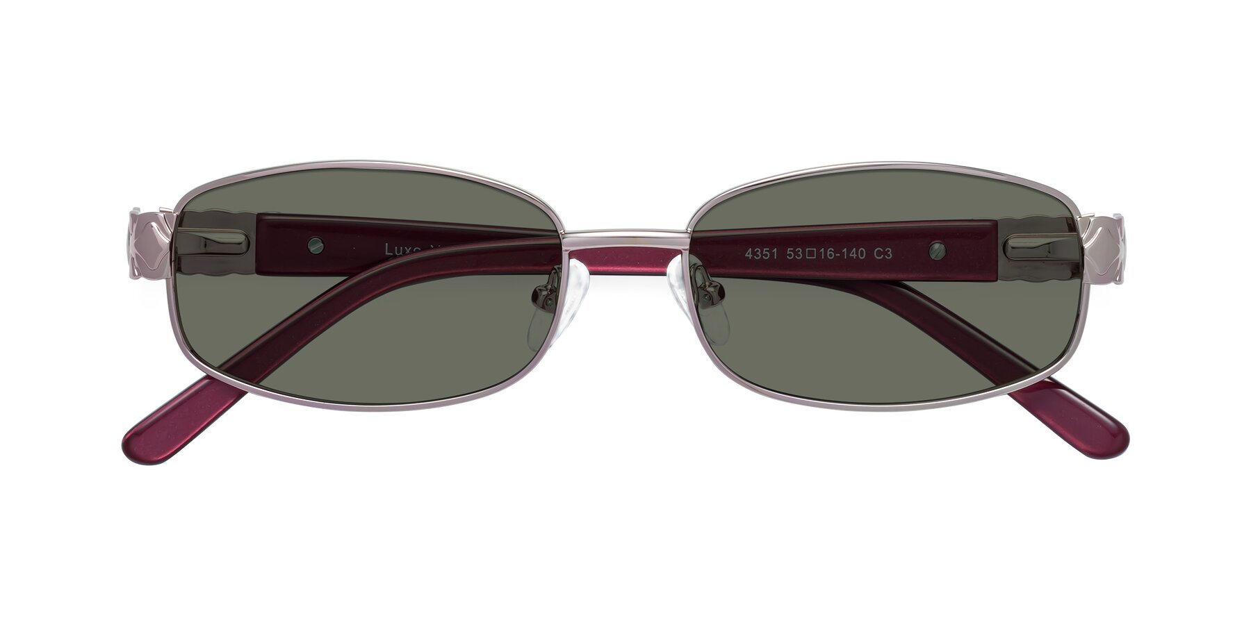Folded Front of Luxe in Light Pink with Gray Polarized Lenses