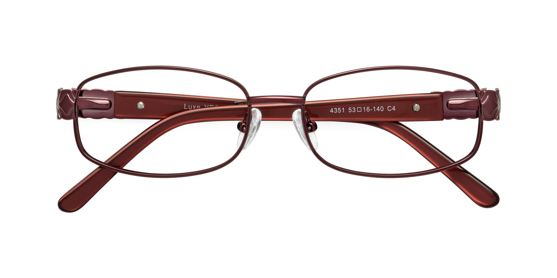 Folded Front of Luxe in Wine with Clear Reading Eyeglass Lenses