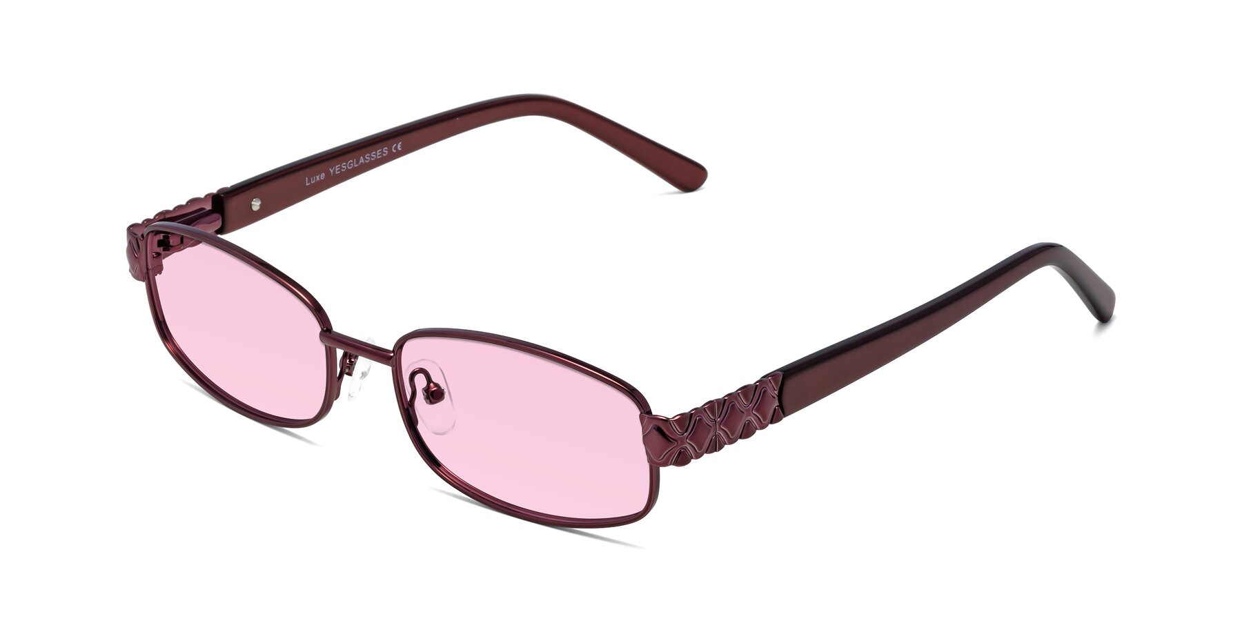 Angle of Luxe in Wine with Light Pink Tinted Lenses