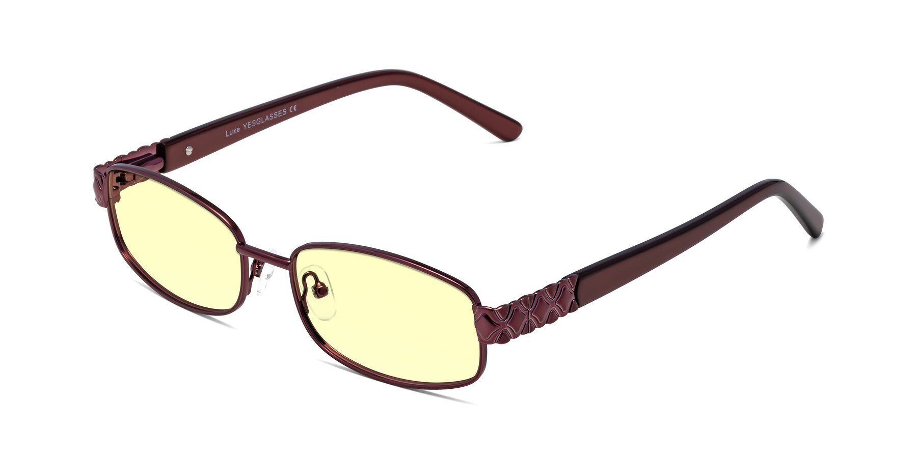 Angle of Luxe in Wine with Light Yellow Tinted Lenses