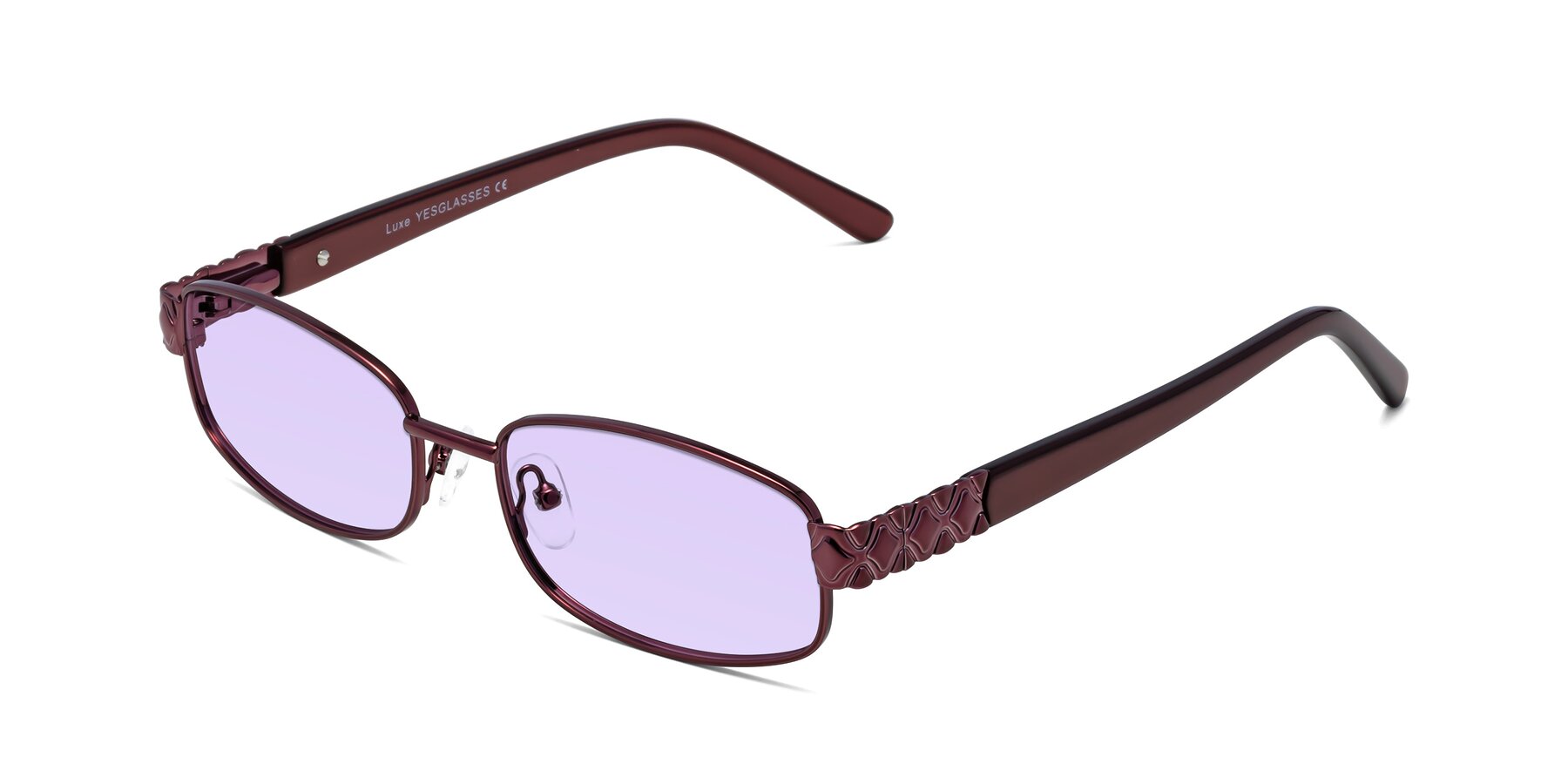 Angle of Luxe in Wine with Light Purple Tinted Lenses