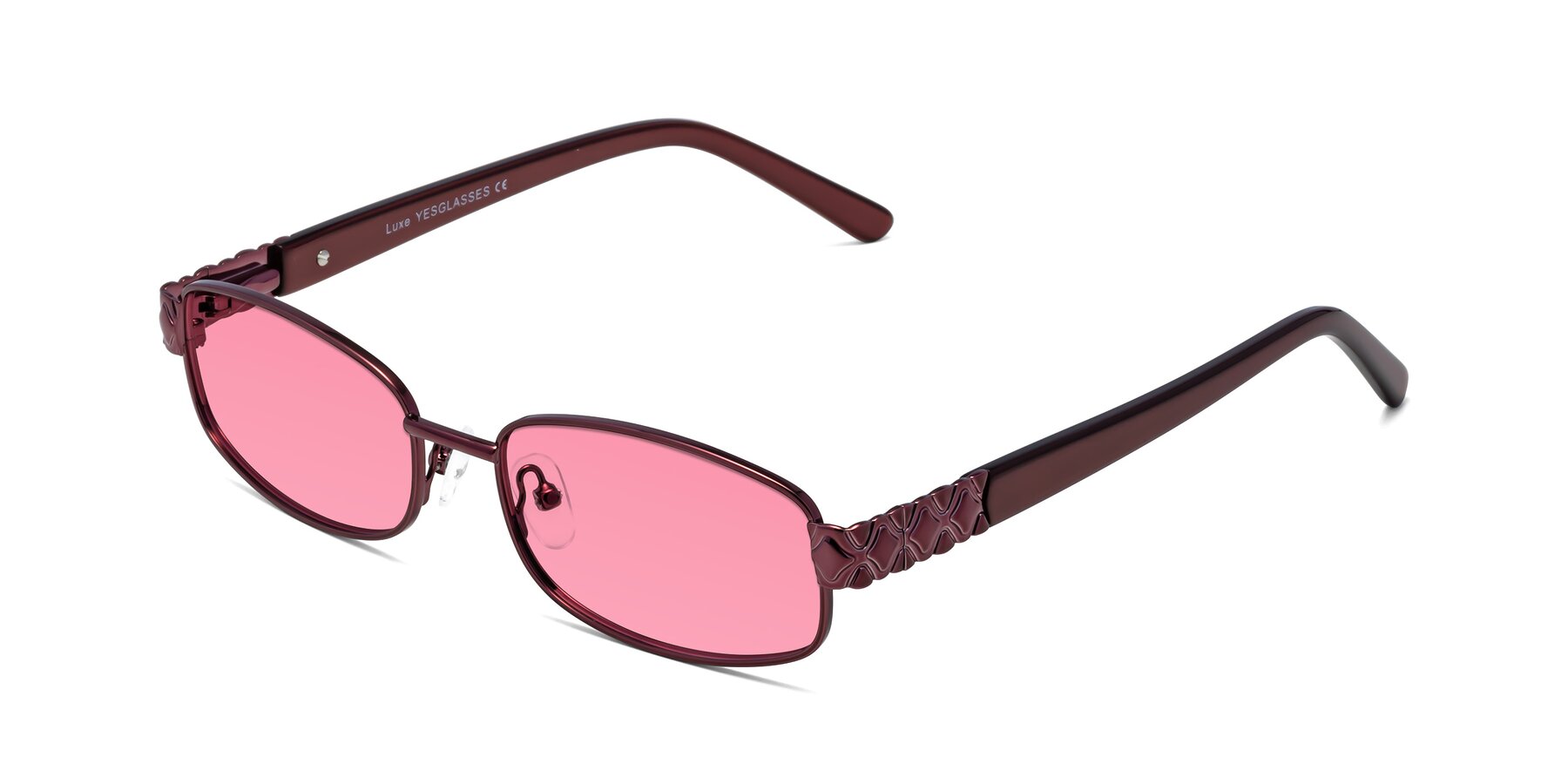 Angle of Luxe in Wine with Pink Tinted Lenses