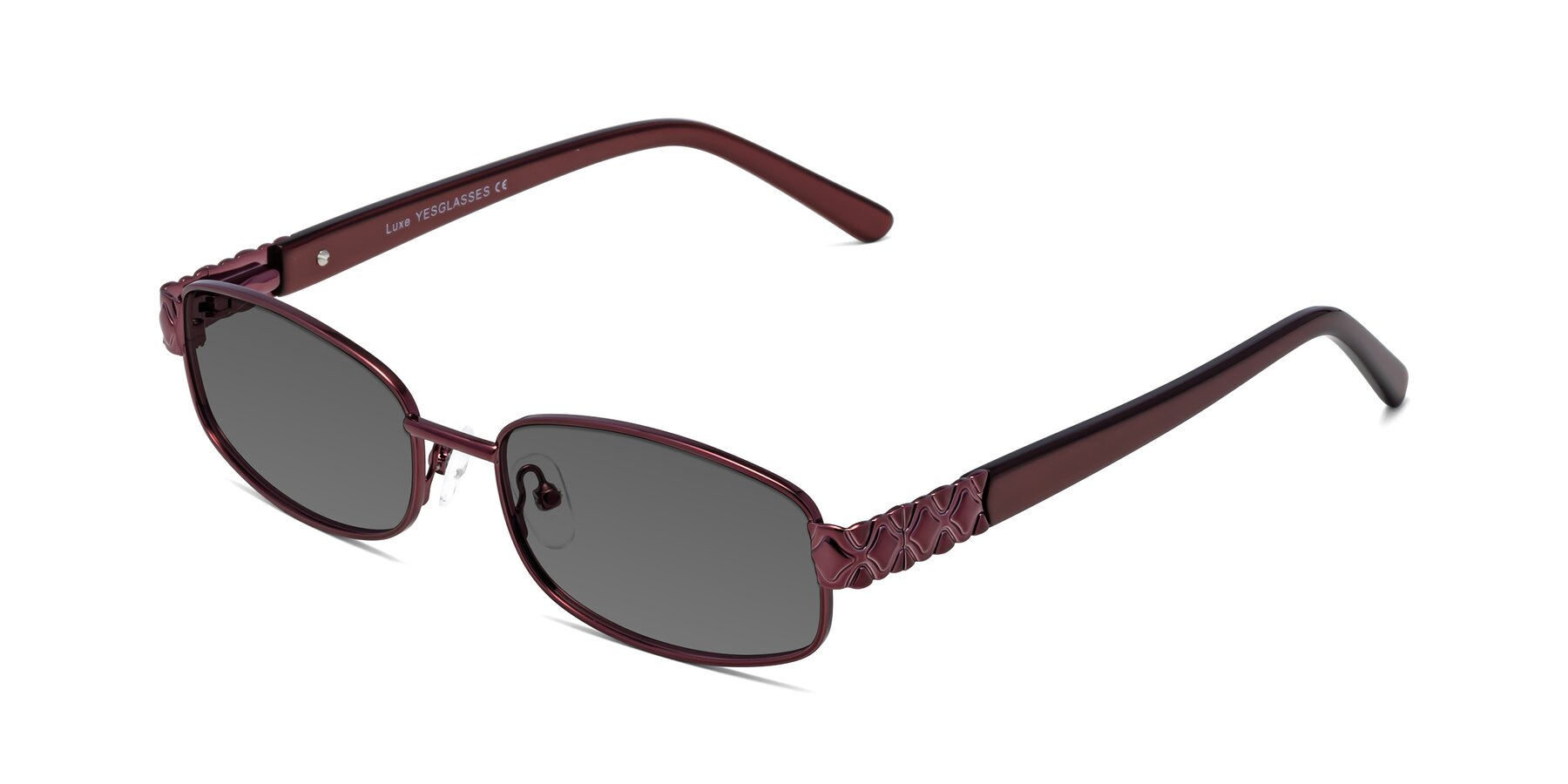 Angle of Luxe in Wine with Medium Gray Tinted Lenses