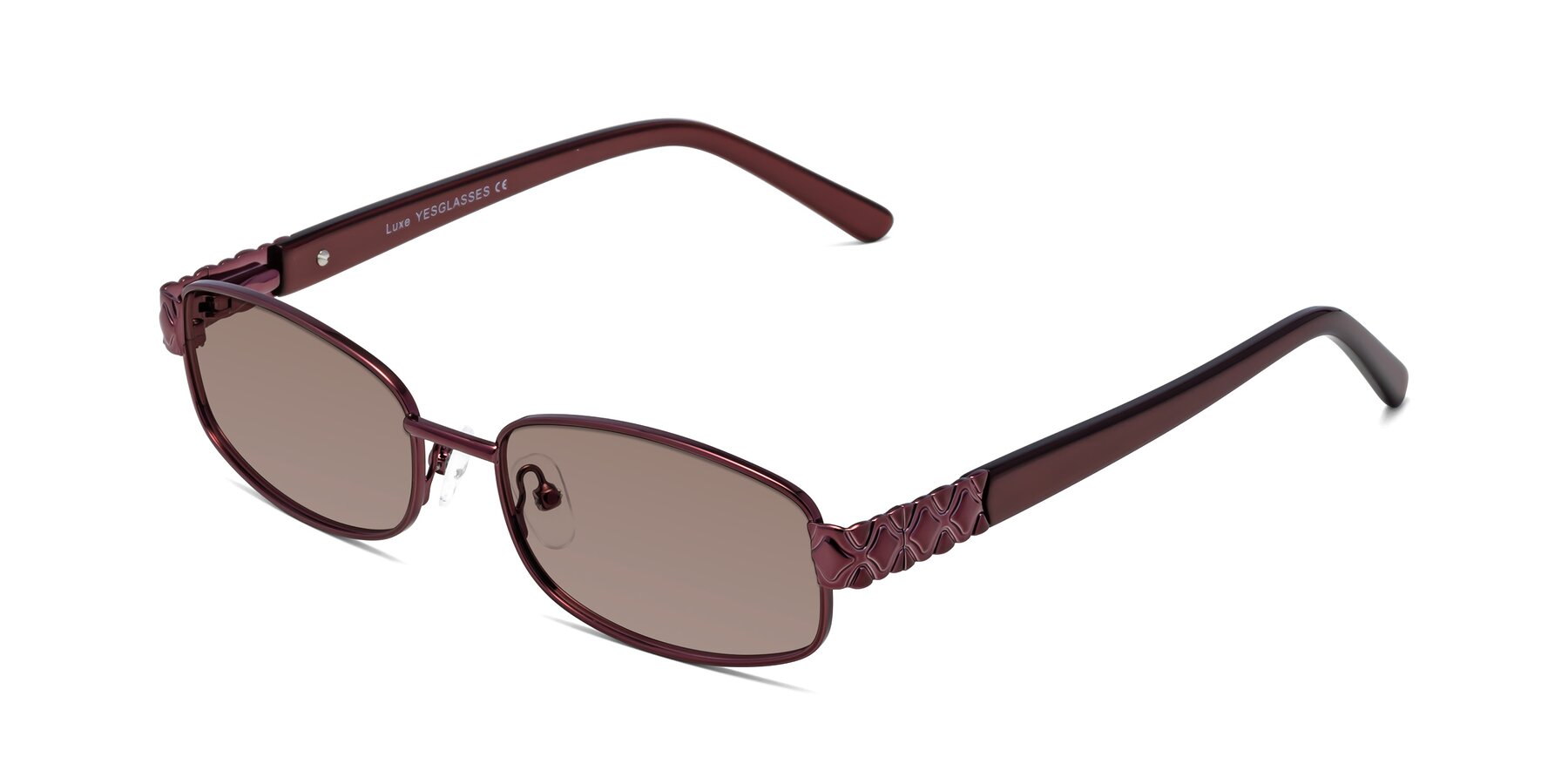 Angle of Luxe in Wine with Medium Brown Tinted Lenses