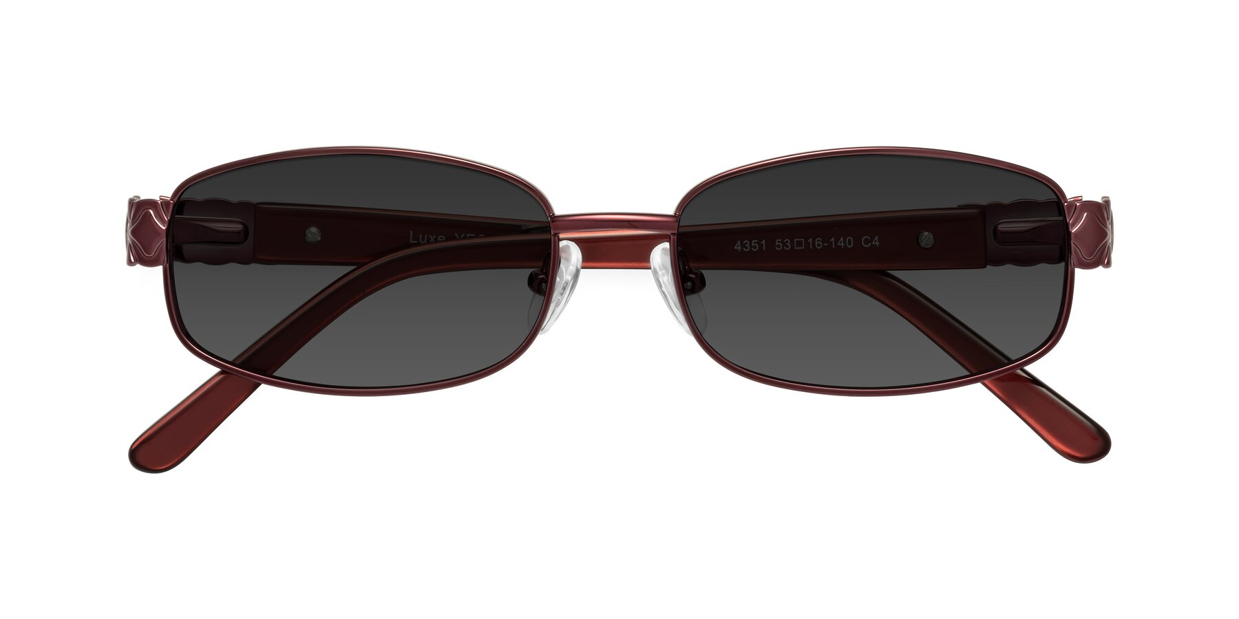 Folded Front of Luxe in Wine with Gray Tinted Lenses