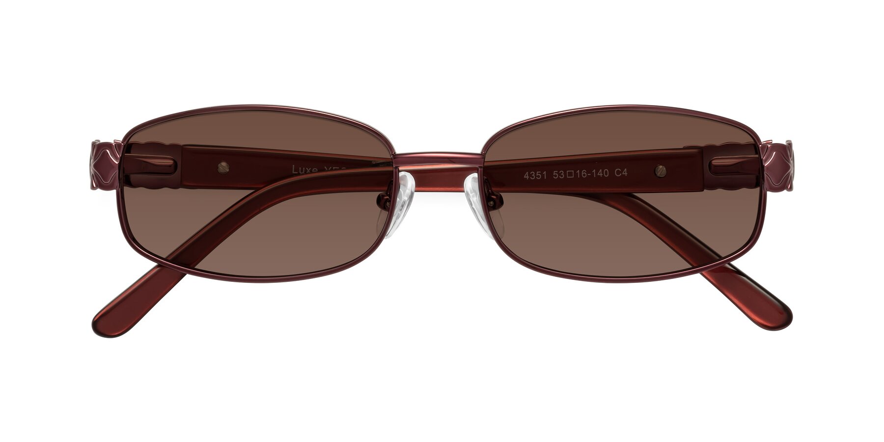 Folded Front of Luxe in Wine with Brown Tinted Lenses