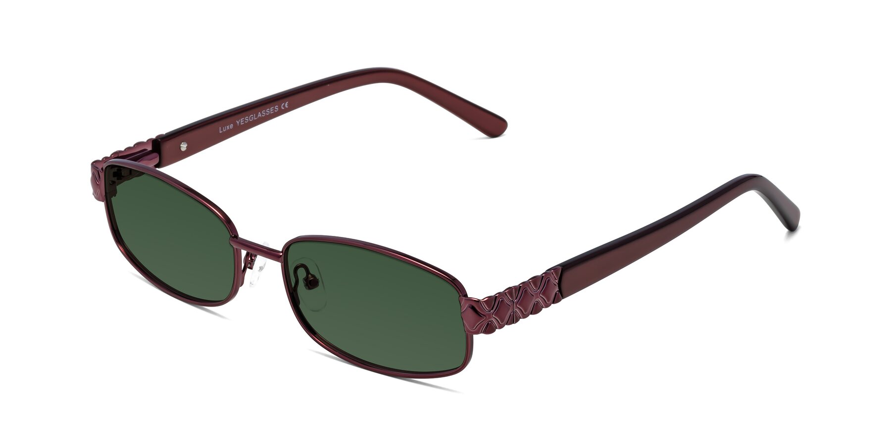 Angle of Luxe in Wine with Green Tinted Lenses