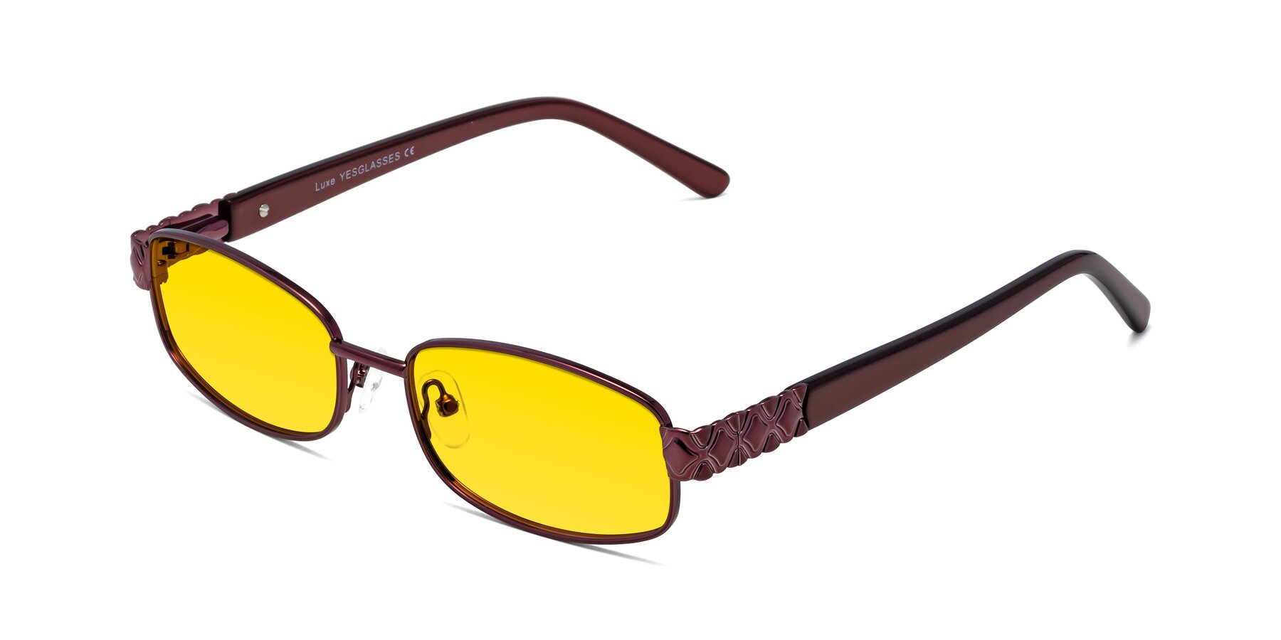 Angle of Luxe in Wine with Yellow Tinted Lenses