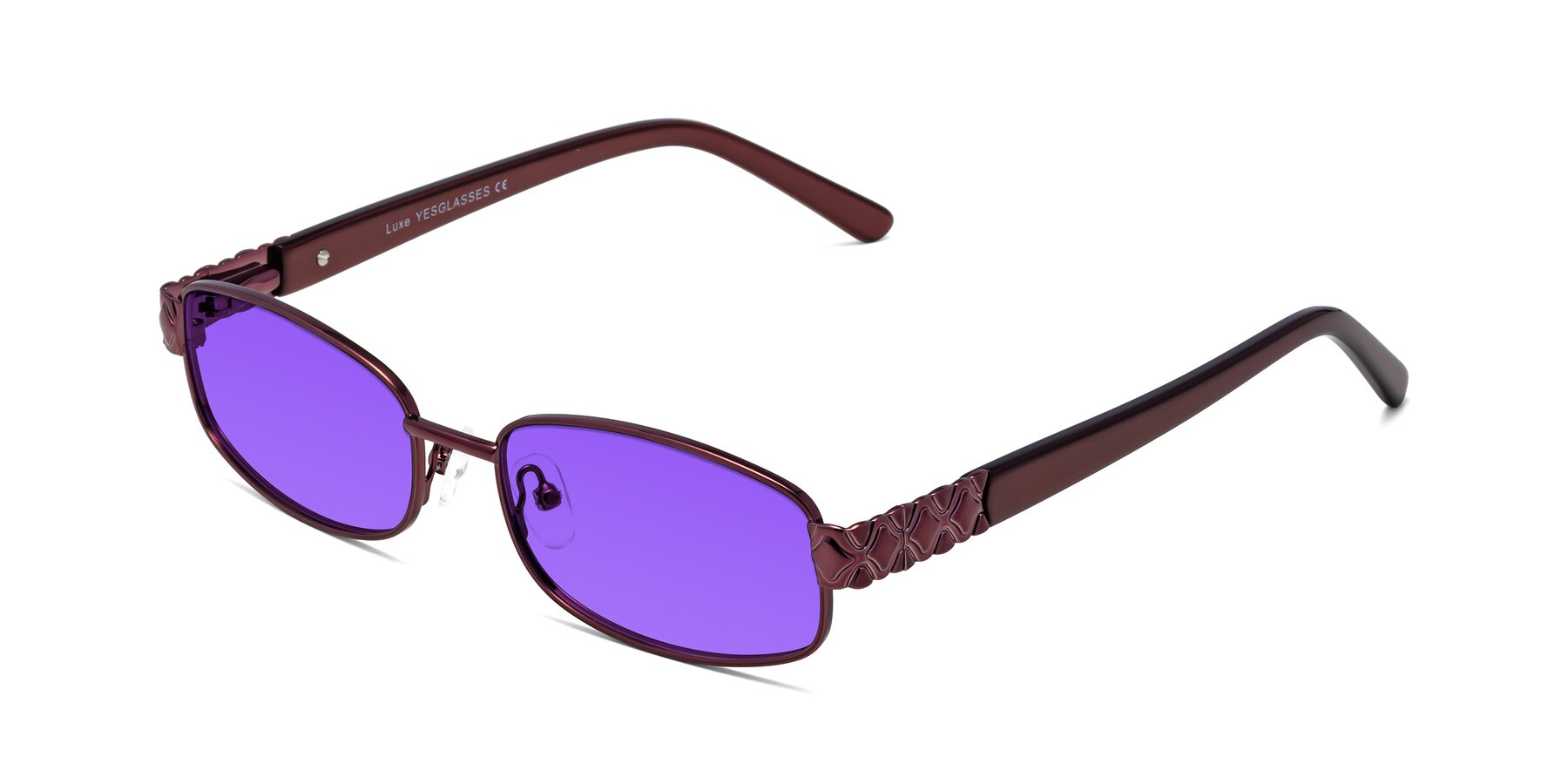 Angle of Luxe in Wine with Purple Tinted Lenses