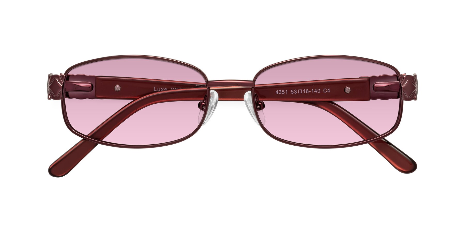 Folded Front of Luxe in Wine with Light Wine Tinted Lenses