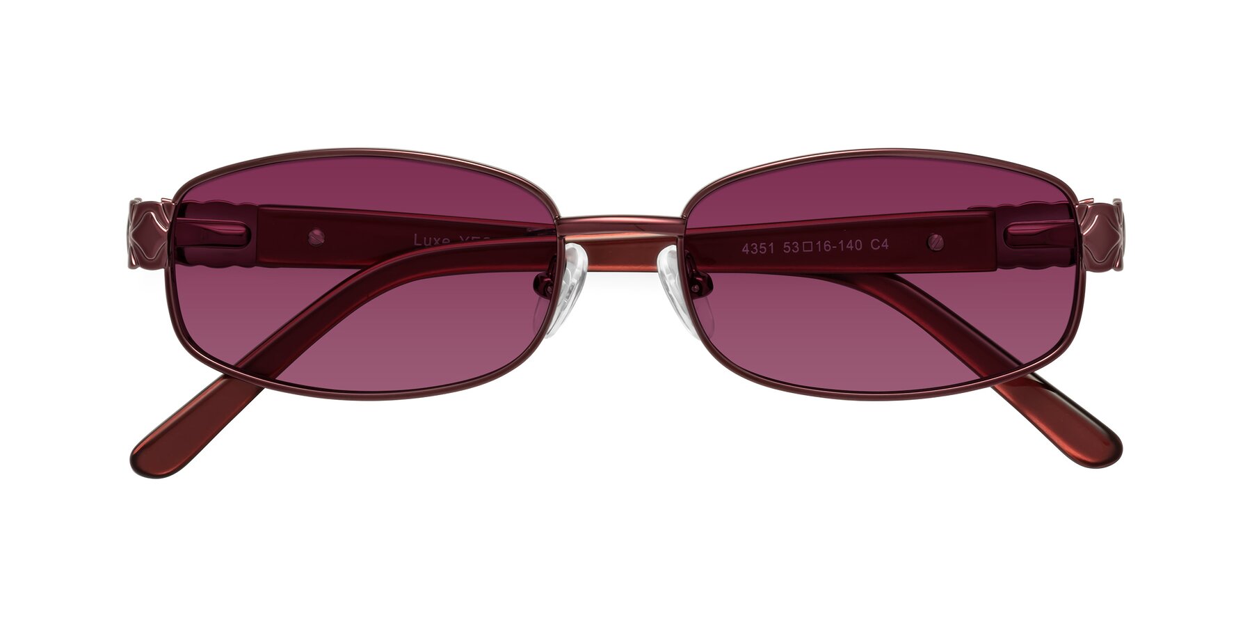 Folded Front of Luxe in Wine with Wine Tinted Lenses