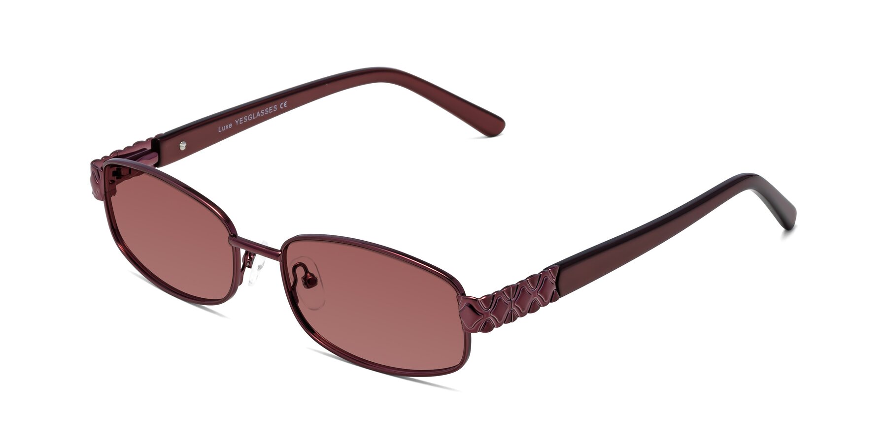 Angle of Luxe in Wine with Garnet Tinted Lenses