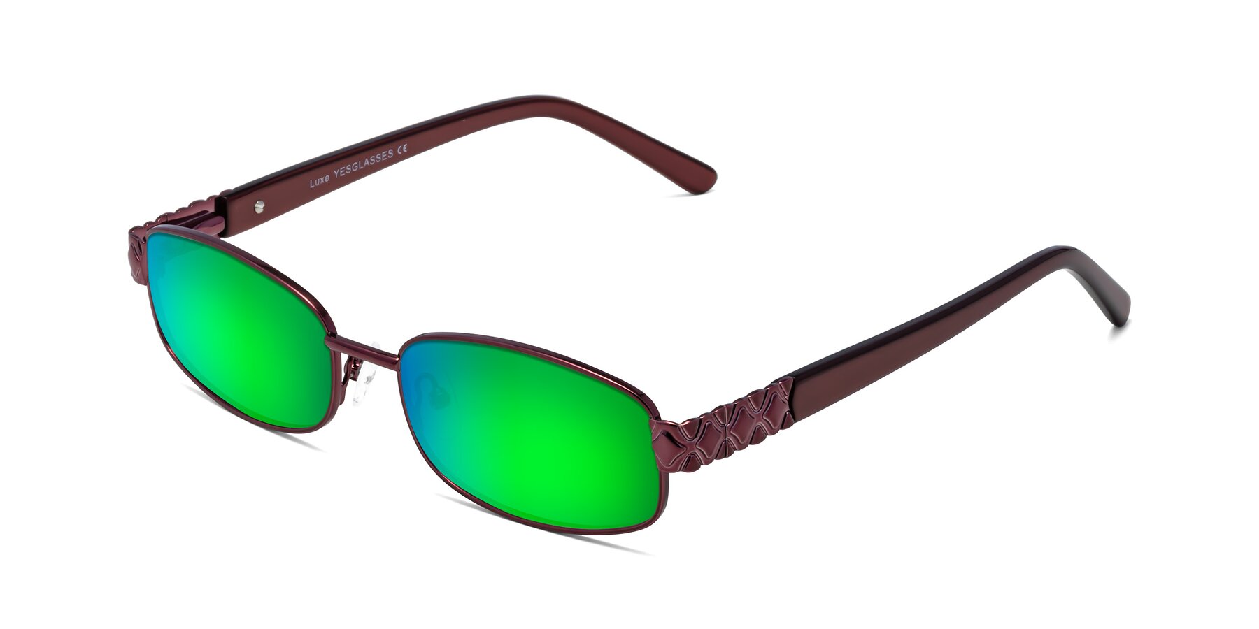 Angle of Luxe in Wine with Green Mirrored Lenses