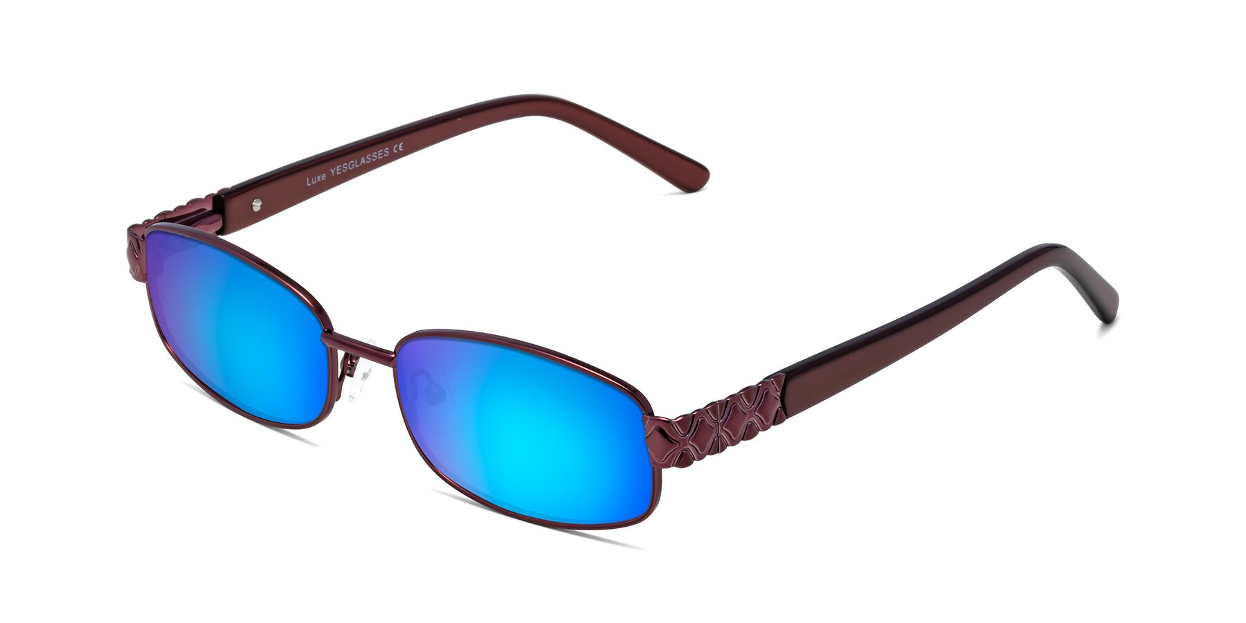 Angle of Luxe in Wine with Blue Mirrored Lenses