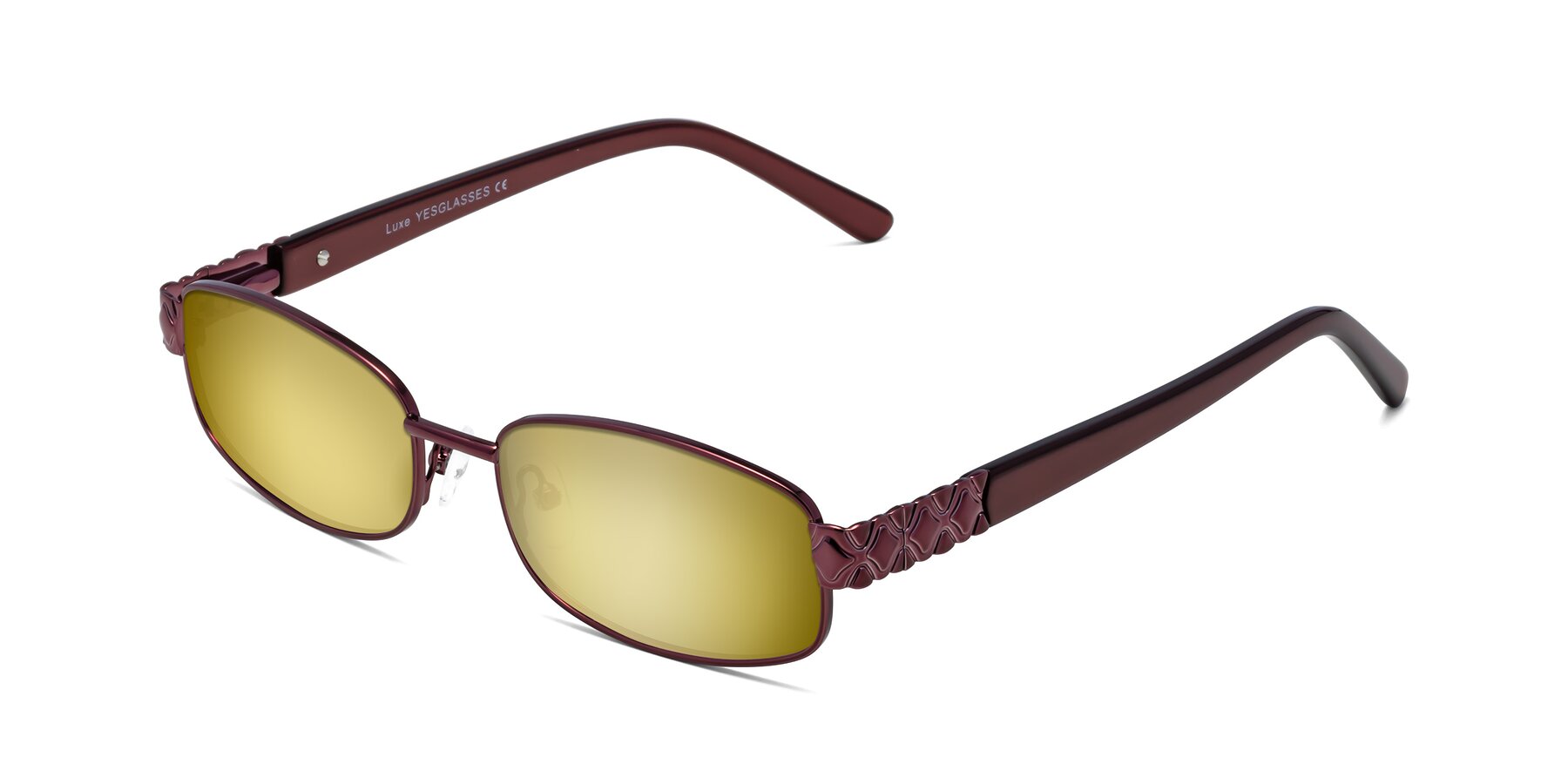 Angle of Luxe in Wine with Gold Mirrored Lenses