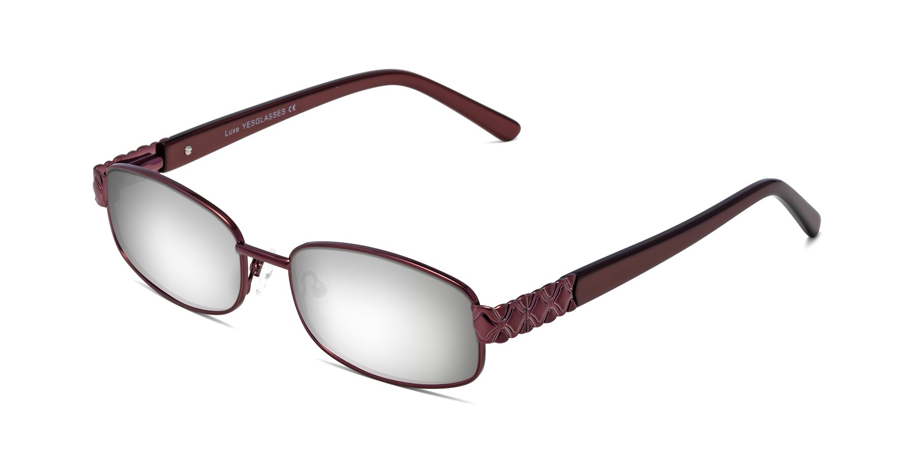 Angle of Luxe in Wine with Silver Mirrored Lenses