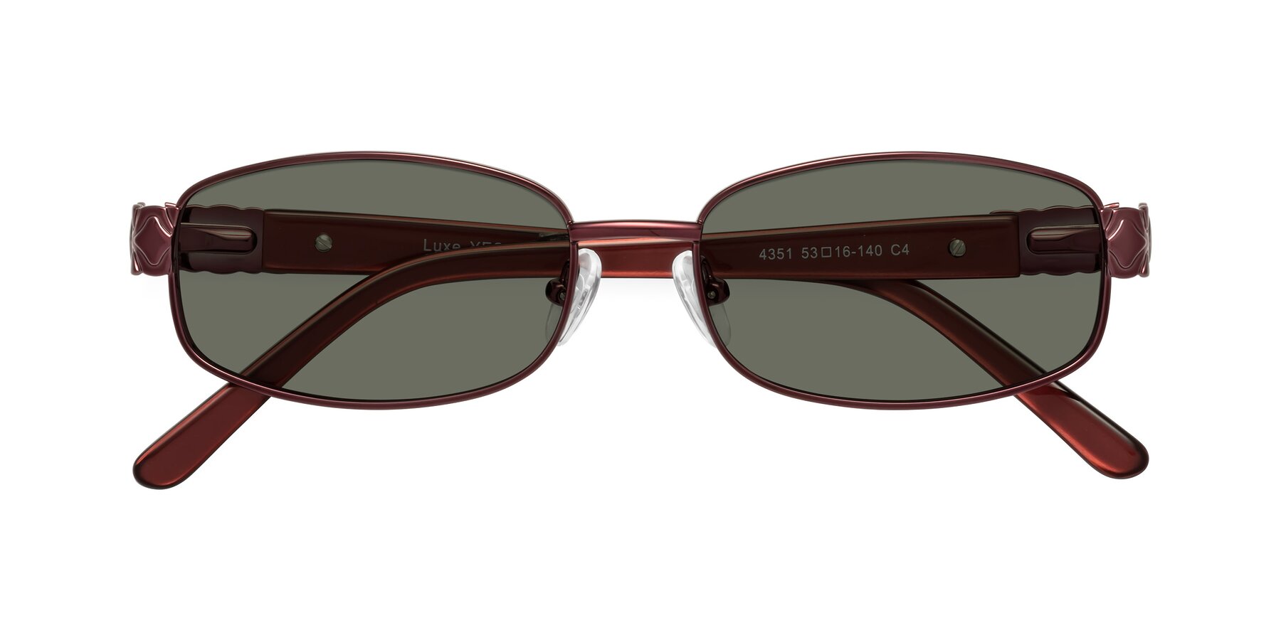 Folded Front of Luxe in Wine with Gray Polarized Lenses