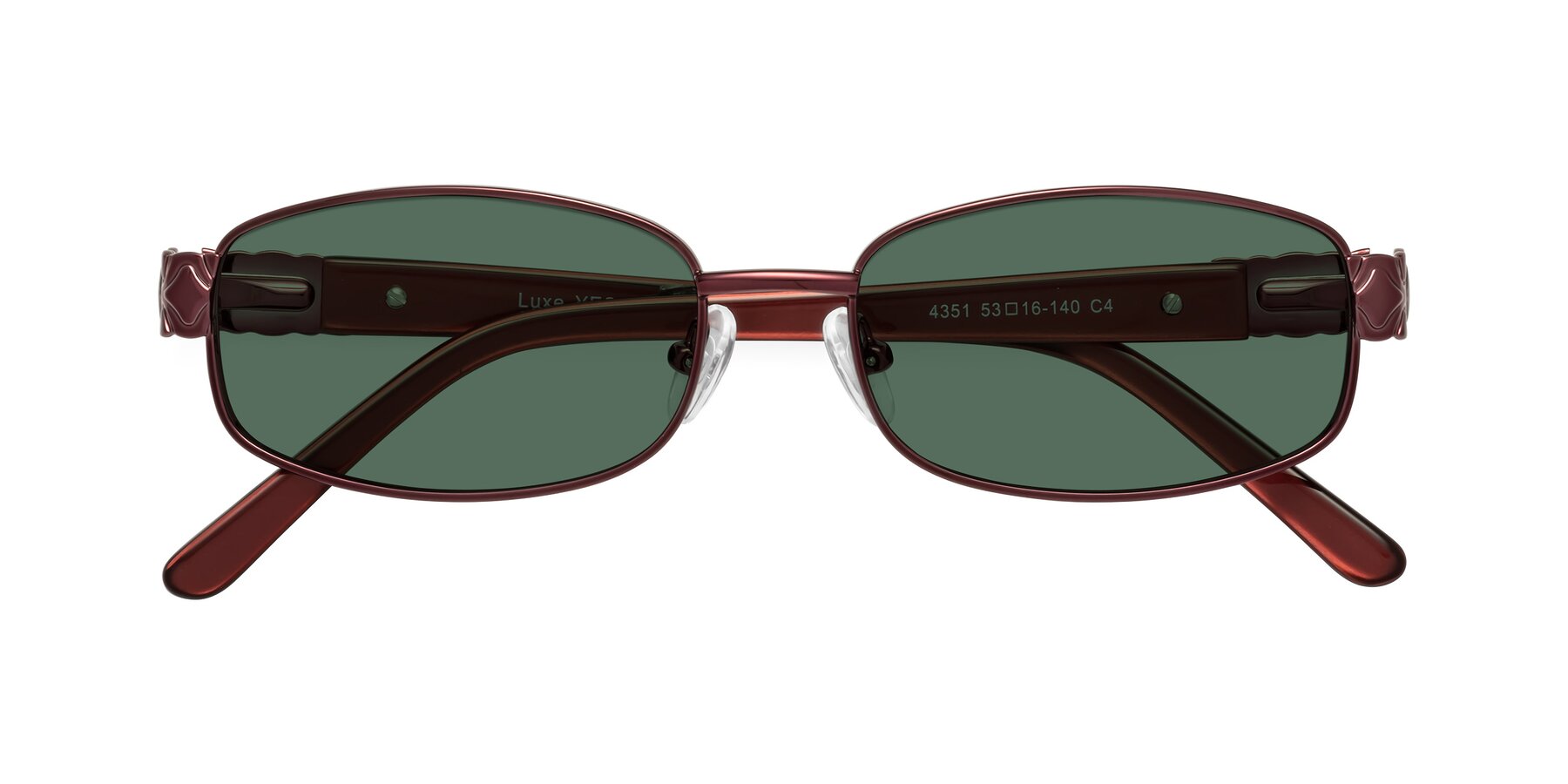 Folded Front of Luxe in Wine with Green Polarized Lenses