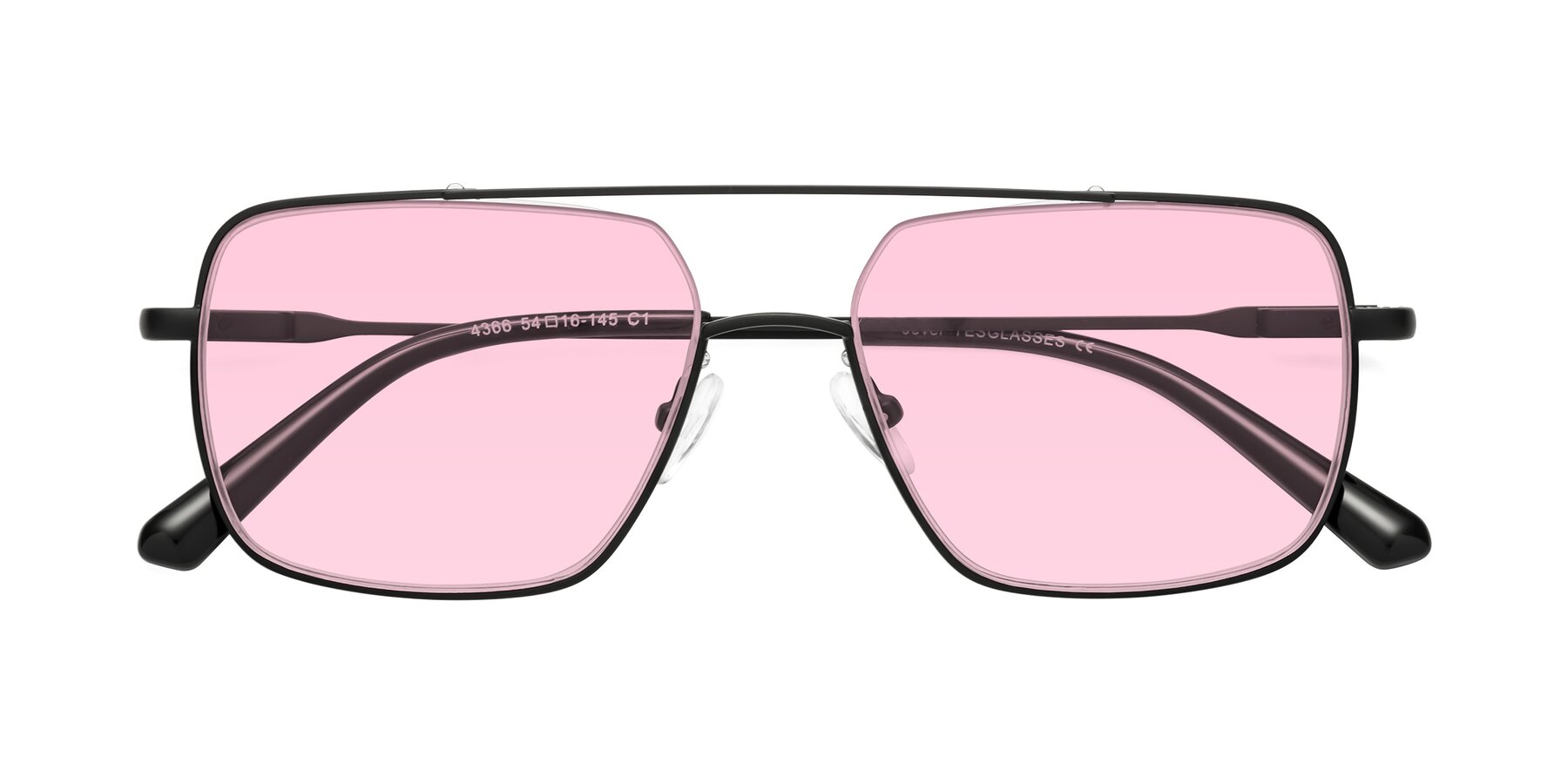 Folded Front of Jever in Black with Light Pink Tinted Lenses