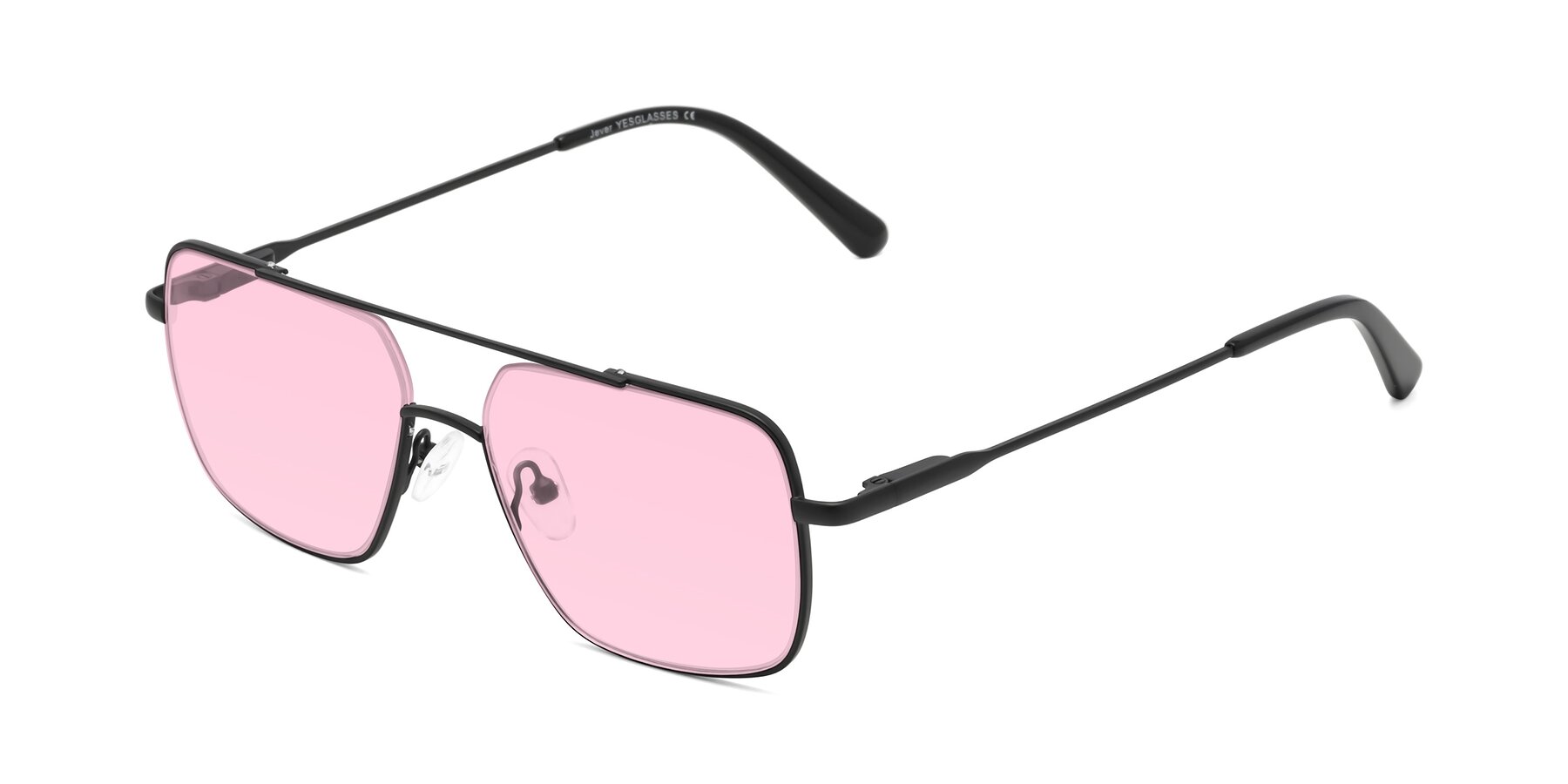 Angle of Jever in Black with Light Pink Tinted Lenses