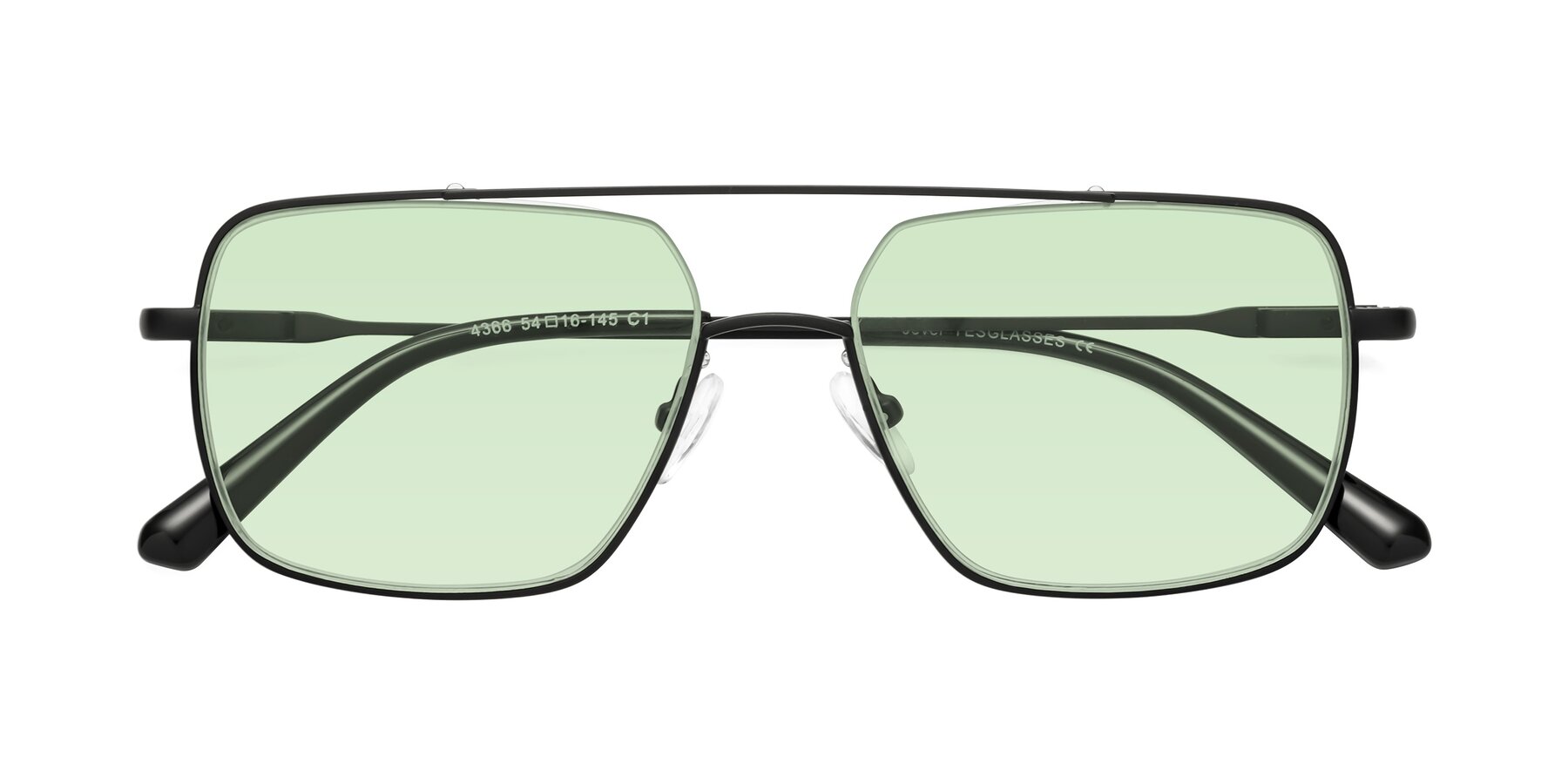 Folded Front of Jever in Black with Light Green Tinted Lenses