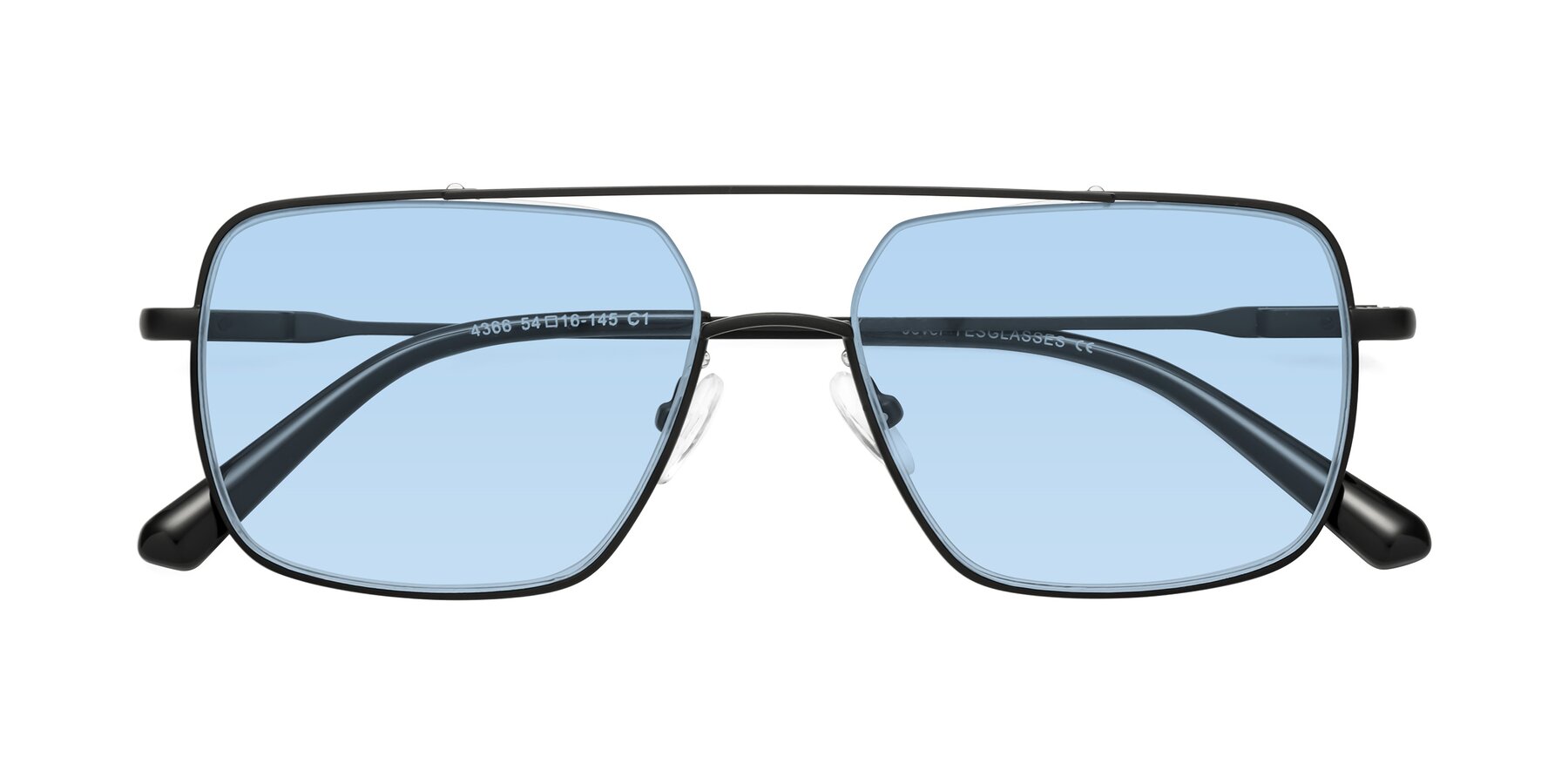 Folded Front of Jever in Black with Light Blue Tinted Lenses