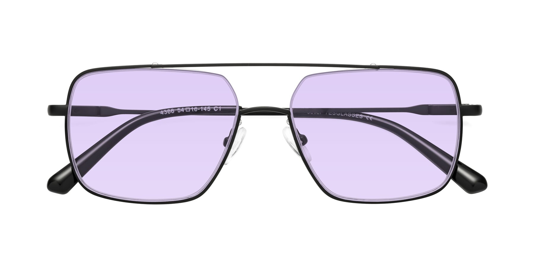 Folded Front of Jever in Black with Light Purple Tinted Lenses