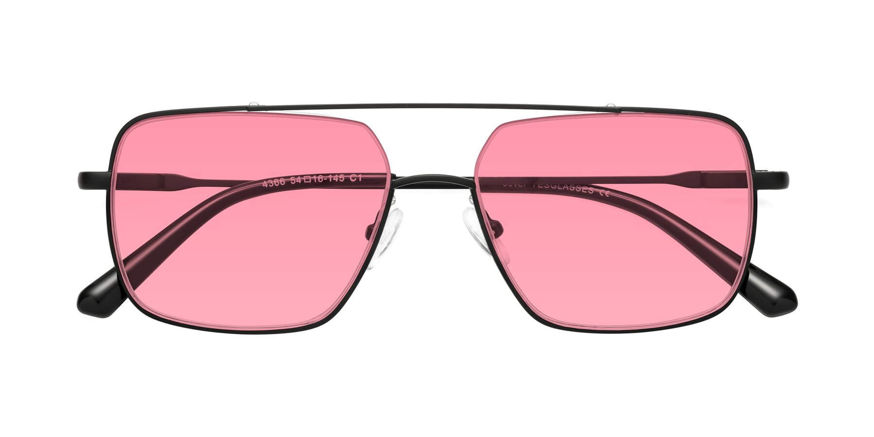 Folded Front of Jever in Black with Pink Tinted Lenses
