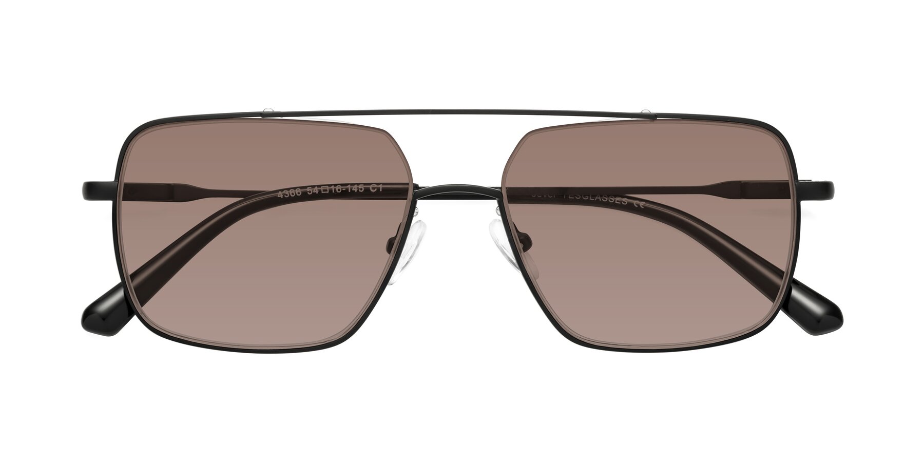 Folded Front of Jever in Black with Medium Brown Tinted Lenses