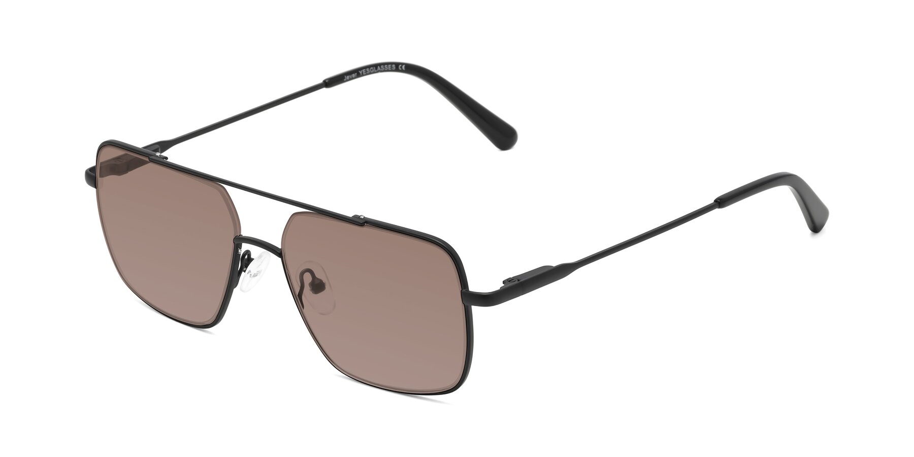 Angle of Jever in Black with Medium Brown Tinted Lenses