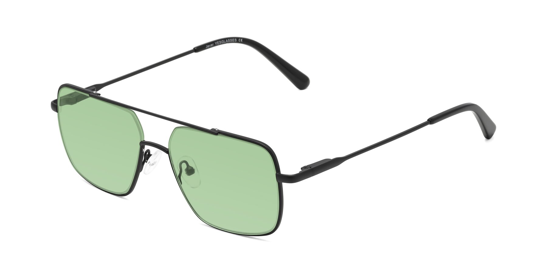 Angle of Jever in Black with Medium Green Tinted Lenses
