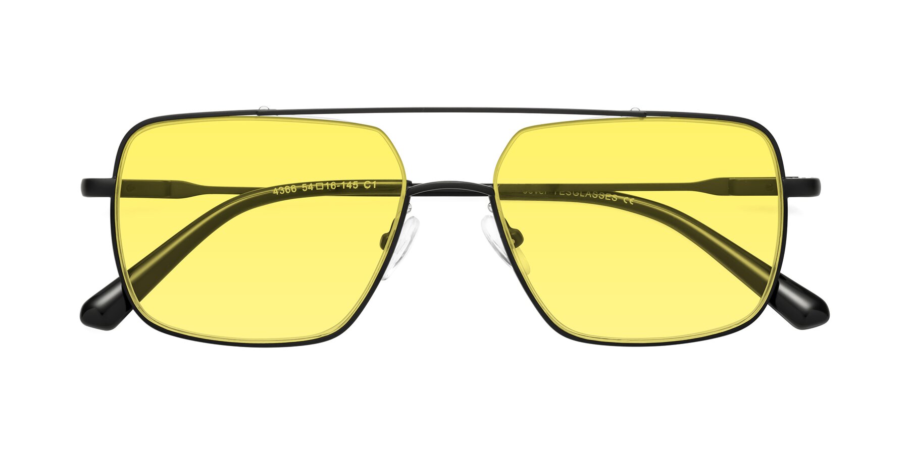 Folded Front of Jever in Black with Medium Yellow Tinted Lenses