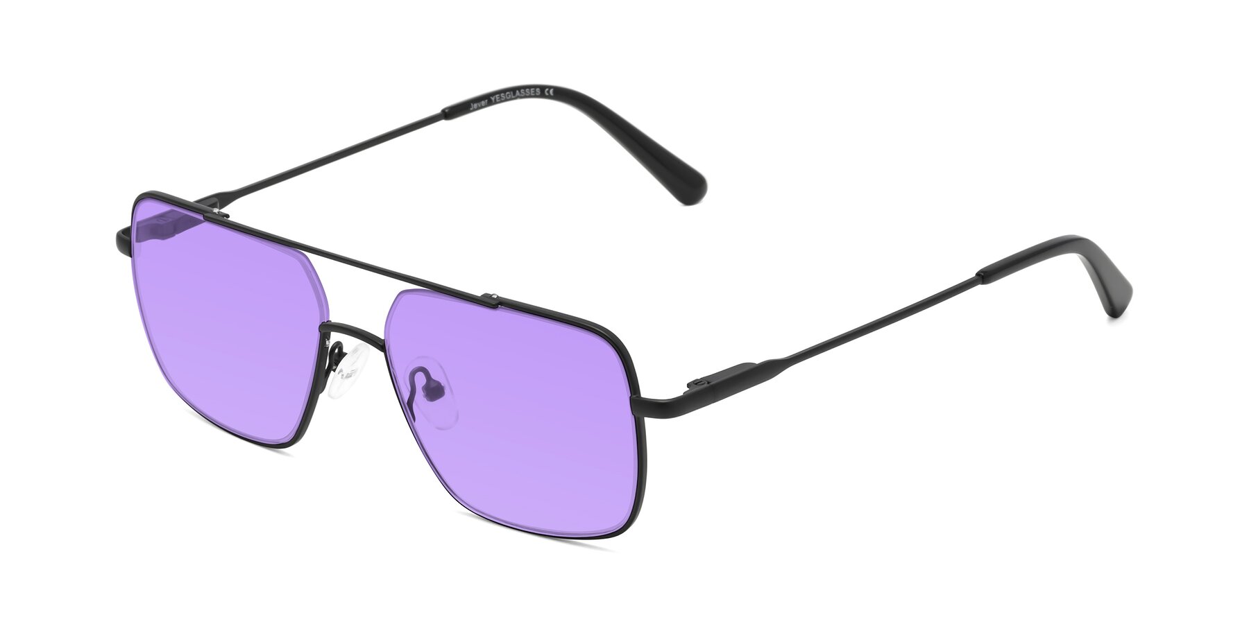 Angle of Jever in Black with Medium Purple Tinted Lenses