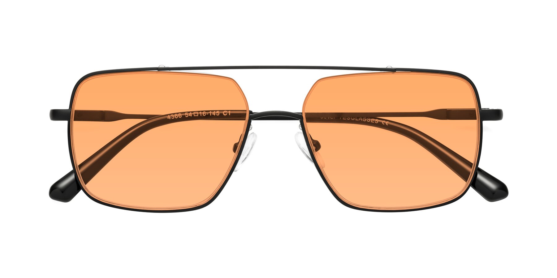 Folded Front of Jever in Black with Medium Orange Tinted Lenses