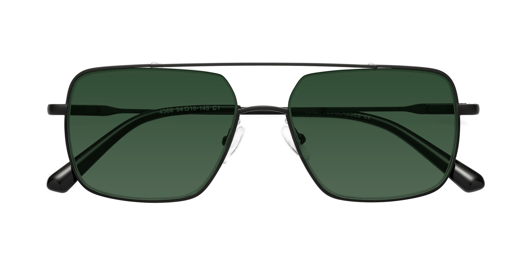 Folded Front of Jever in Black with Green Tinted Lenses